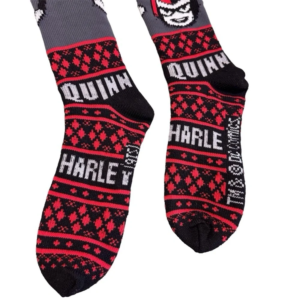 DC Comics Harley Quinn Socks in Red Gray Black OS
